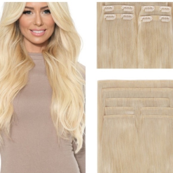 Seamless Clip Hair 16" Lightest Blonde - Picture 1 of 7